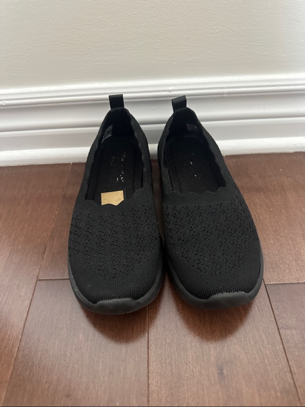 Skechers Black Slip-On Knit Walking Shoes